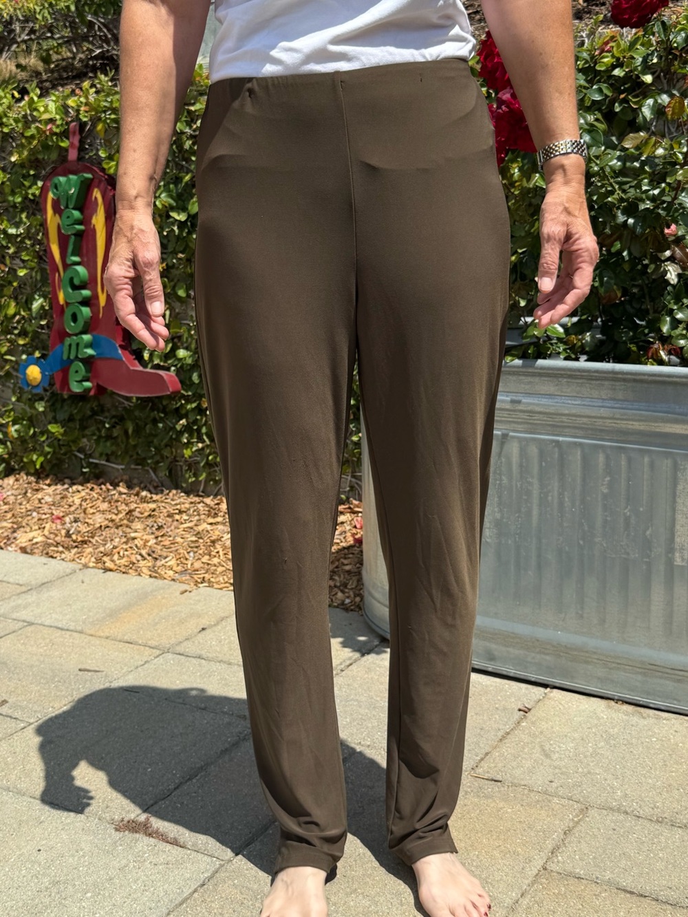 Sympli olive stretch jersey straight leg pants